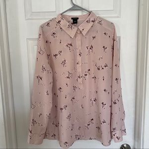 Ann Taylor Pink Cherry Blossom Print Blouse